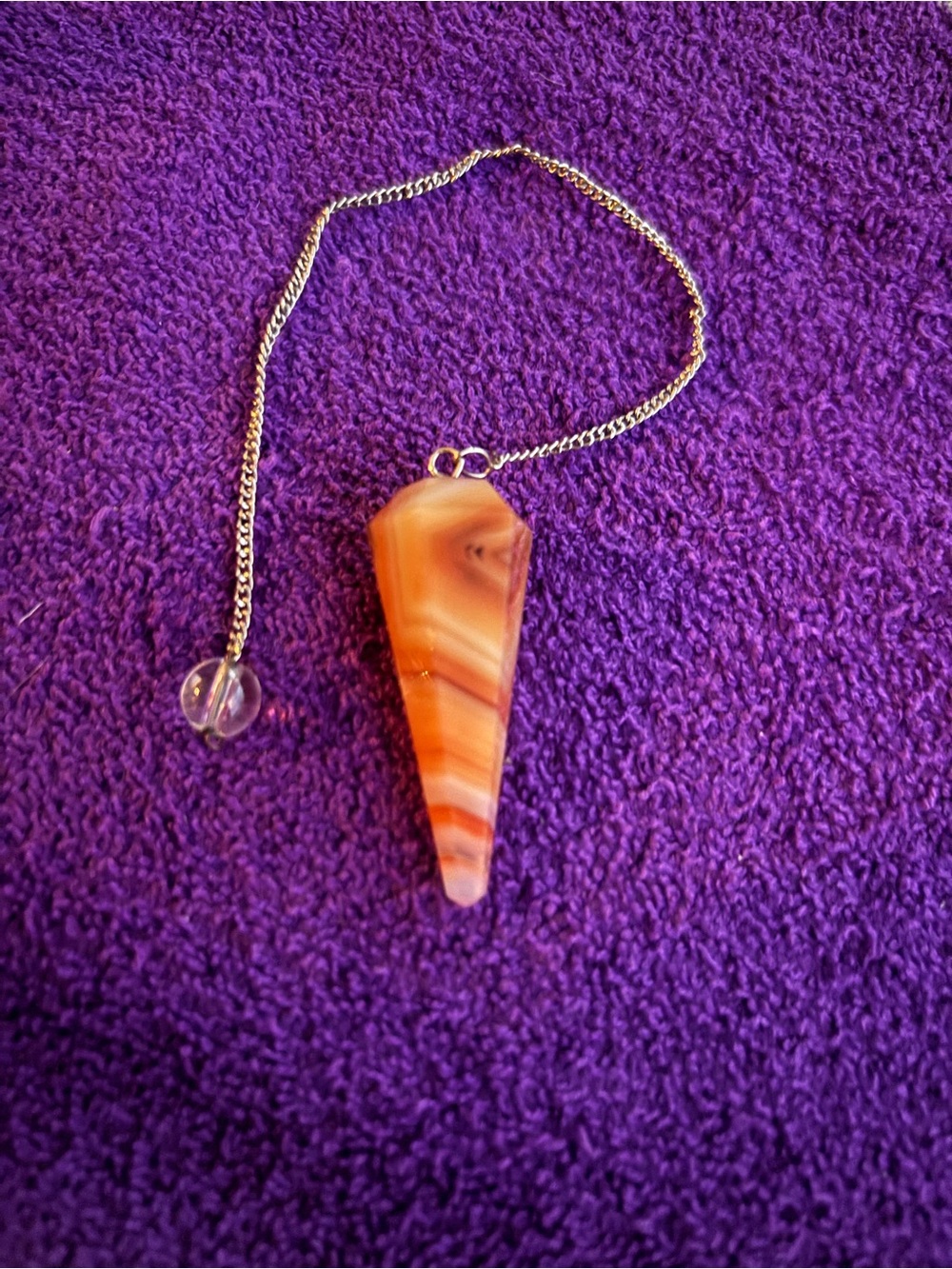 Handcrafted Crystal Orange Agate Point Pendulum